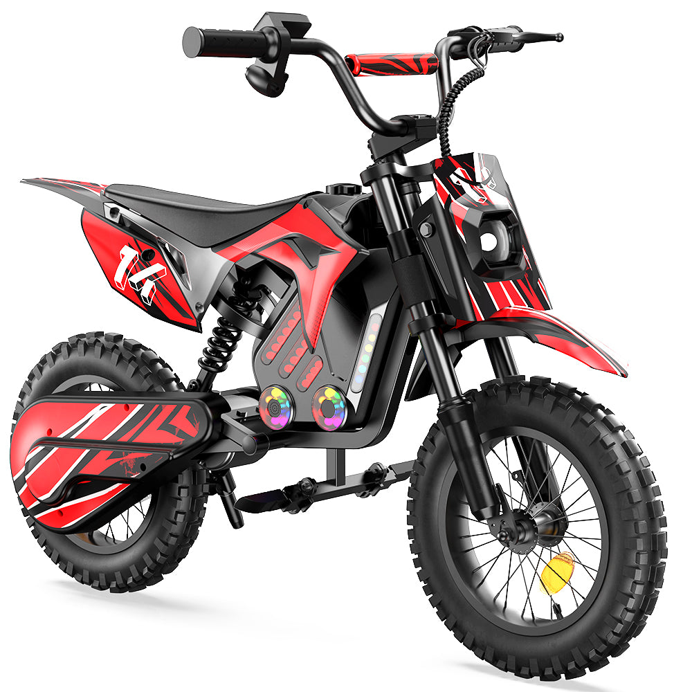 Wheely A14 E-cross para niños en color rojo con fondo blanco - Wheelyshop.se