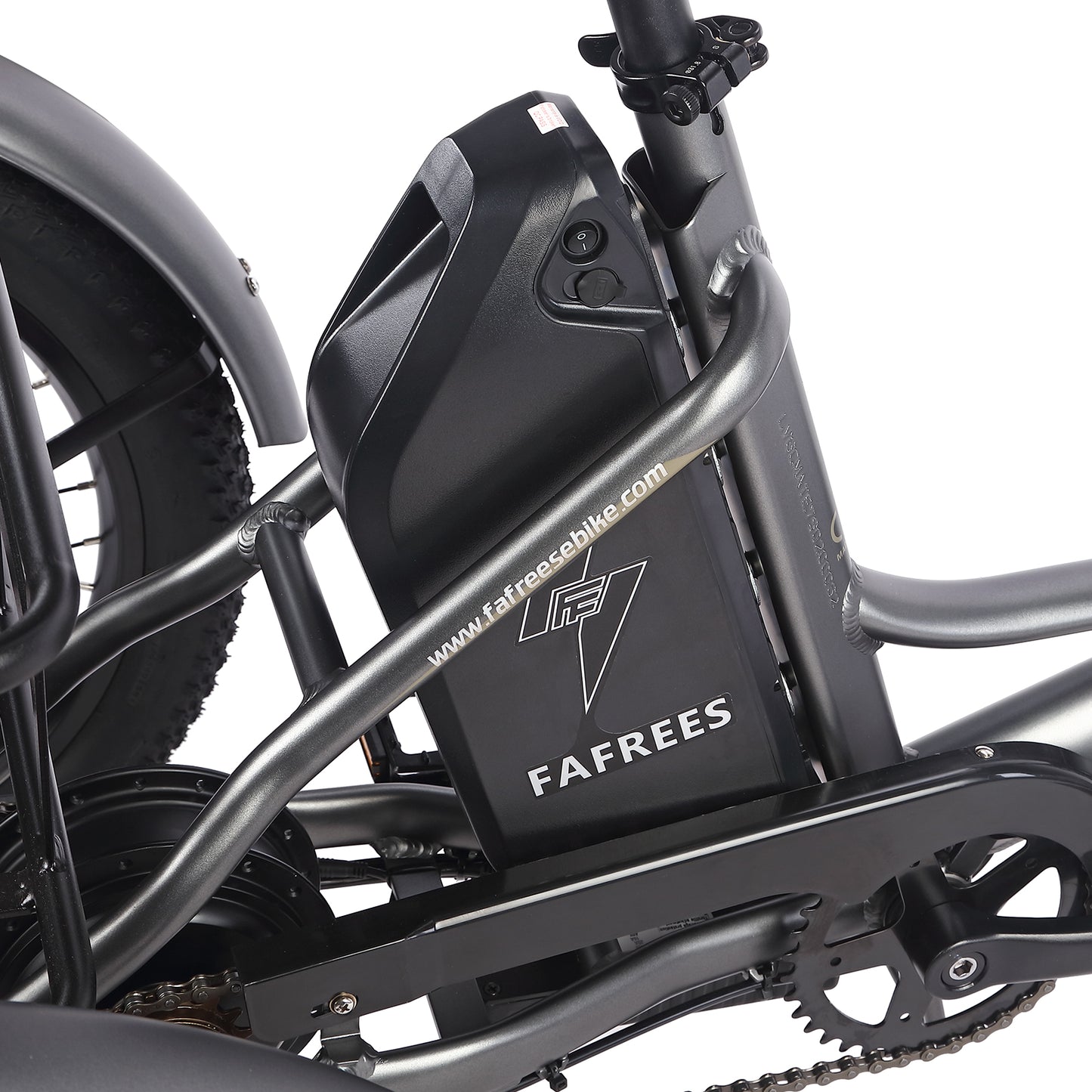 Fafree's F20 Mate electric tricycle with a focus on the battery