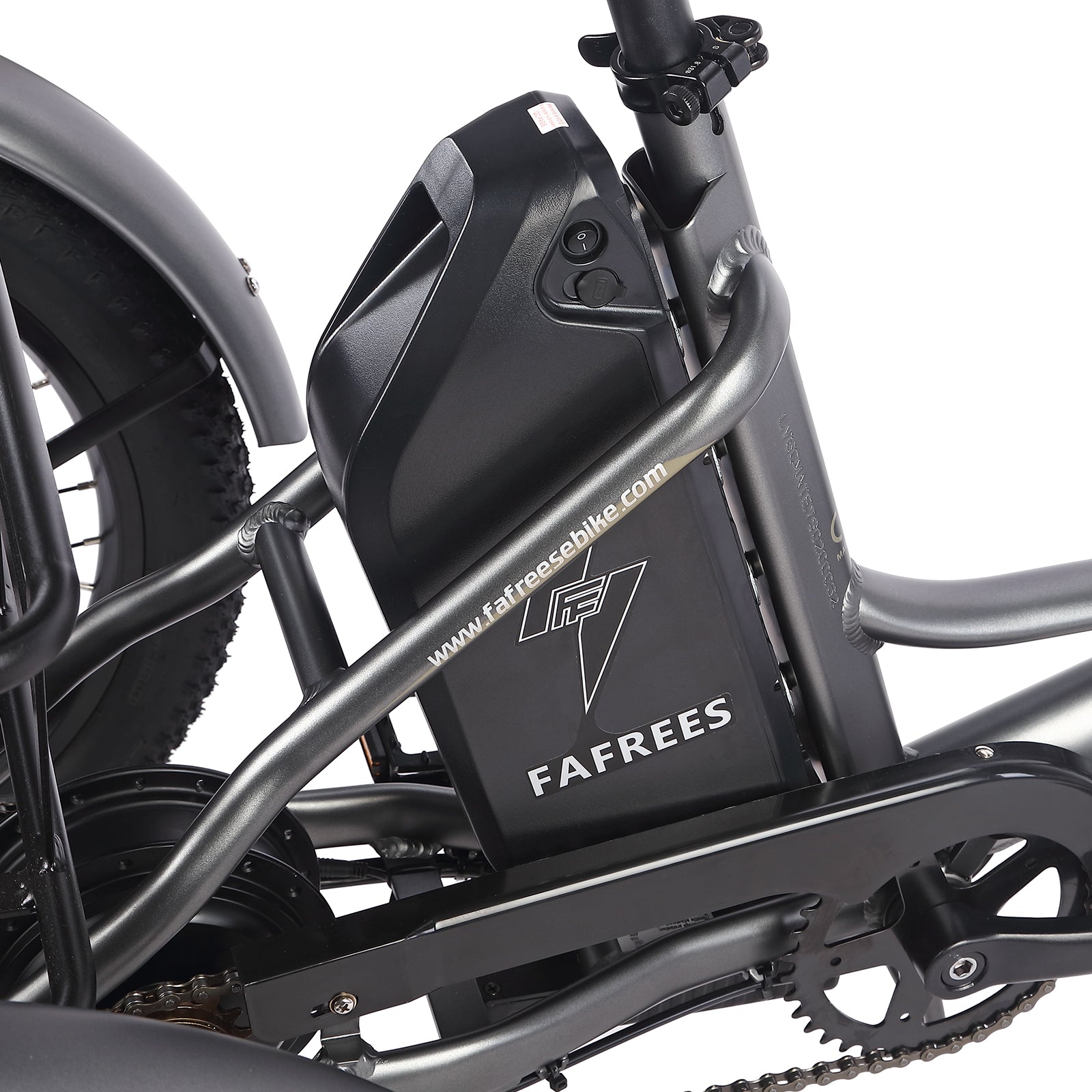 Fafree's F20 Mate electric tricycle with a focus on the battery